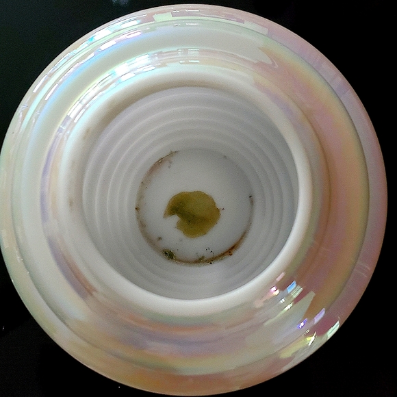 Vntg🤍Large 13" Crisp White Opalescent Irredescent Blown Beehive Glass Vase - Picture 10 of 15